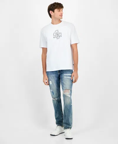Guess Men's Quattro G Relaxed Fit Short Sleeve Crewneck Graphic T-shirt In White