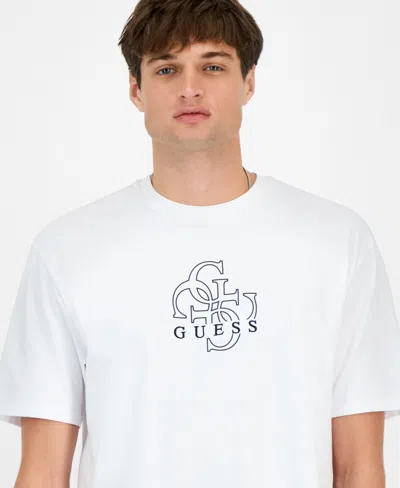 Guess Men's Quattro G Relaxed Fit Short Sleeve Crewneck Graphic T-shirt In White