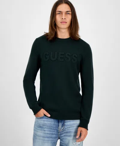Guess Men's 3d Logo Crewneck Sweater In Black