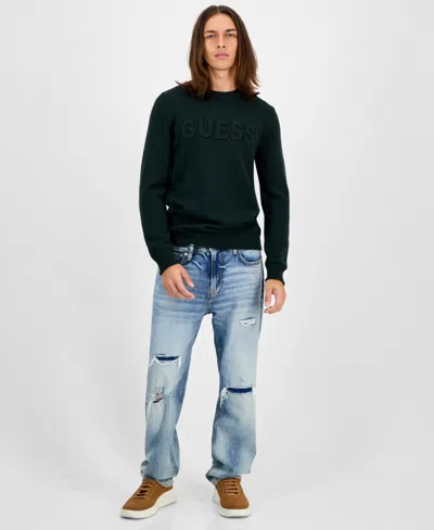 Guess Men's 3d Logo Crewneck Sweater In Black