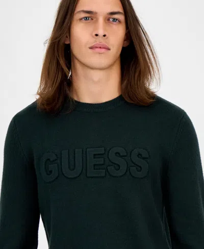 Guess Men's 3d Logo Crewneck Sweater In Black