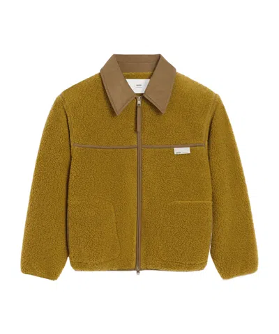 Ami Alexandre Mattiussi Zip-up Jacket With Structured Silhouette In Green