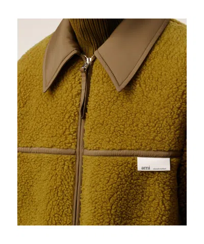 Ami Alexandre Mattiussi Zip-up Jacket With Structured Silhouette In Green