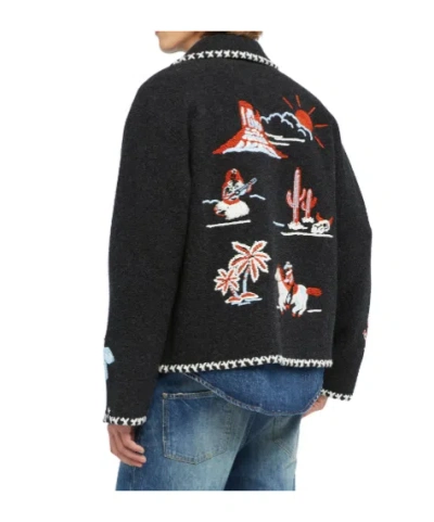 Alanui Giacca Remember Me In Lana Grigio Scuro In Black