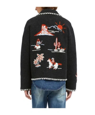 Alanui Giacca Remember Me In Lana Grigio Scuro In Black