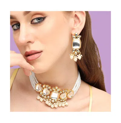 Sohi Mirror-stone Jewellery Set In Brown