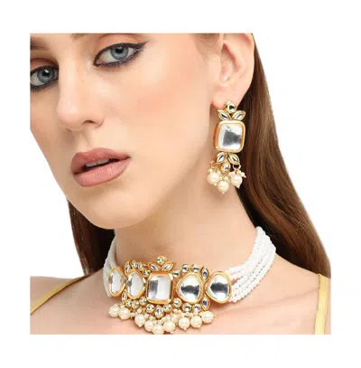 Sohi Mirror-stone Jewellery Set In Brown