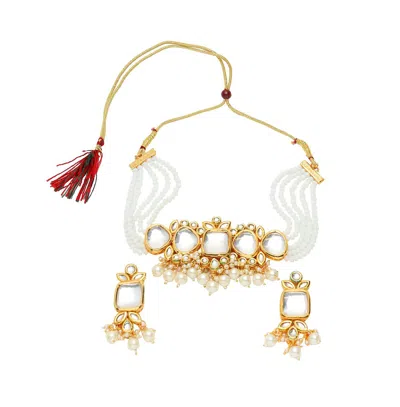 Sohi Mirror-stone Jewellery Set In Brown