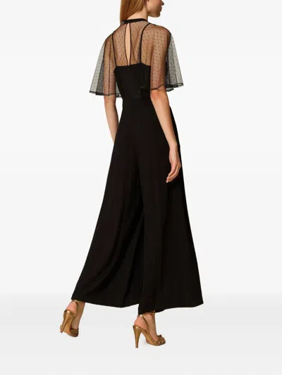 Twinset Tulle Wide-leg Jumpuit In Black