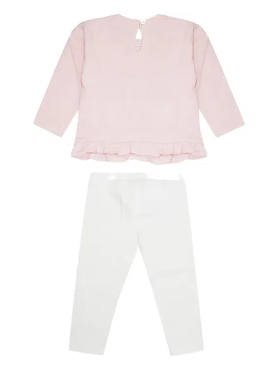 Moschino Ruffled Teddy-print Trousers Set In White