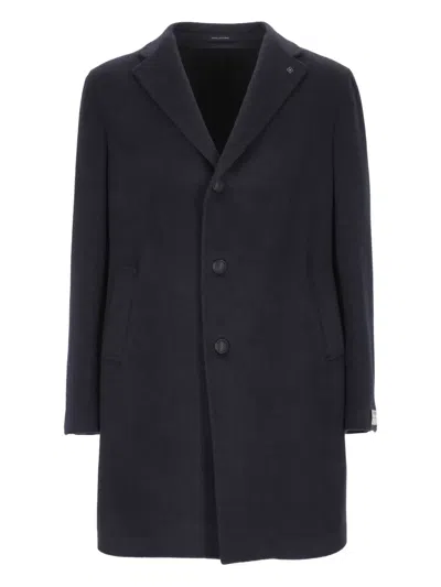 Tagliatore Button-fastening Cashmere Coat In Black