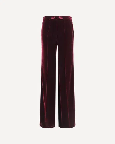 Forte Forte Flared Trousers In Smooth Velvet In Burgundy