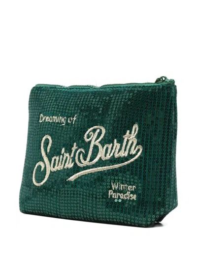 Mc2 Saint Barth Pochette Aline Velvet Paillettes Verde In Green