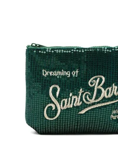 Mc2 Saint Barth Pochette Aline Velvet Paillettes Verde In Green