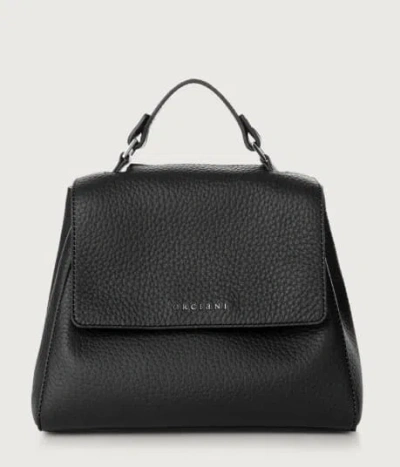 Orciani Leather Tote Bag Adjustable Strap In Black