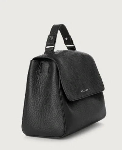 Orciani Leather Tote Bag Adjustable Strap In Black