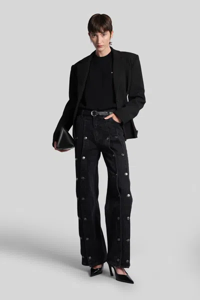 Rotate Birger Christensen Jeans Con Bottoni Black Denim In Black