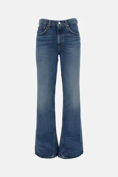 Agolde Kick Boot Jeans Stencil Color Mid Rise In Blue