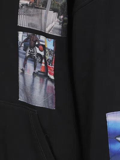 Diesel Graphic Print Hooded Sweater Kangaroo Pocket In Black