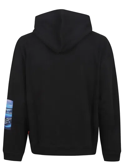 Diesel Graphic Print Hooded Sweater Kangaroo Pocket In Black