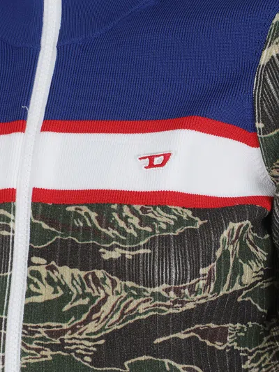Diesel Ribbed Cropped Jacket With Camouflage Patterns In Multi