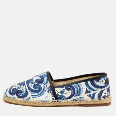 Pre-owned Dolce & Gabbana Multicolor Maiolica Print Canvas And Leather Slip On Espadrilles Size 46