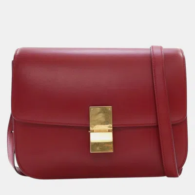 Pre-owned Celine Red Medium Calfskin Classic Box