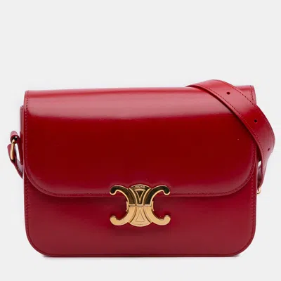 Pre-owned Celine Red Classique Shiny Calfskin Triomphe Crossbody