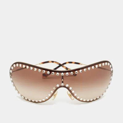 Pre-owned Miu Miu Brown Gradient Smu 51v Crystal Shield Sunglasses