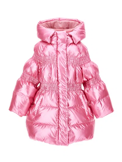 Monnalisa Down Jacket With Hood And Zip In Pink