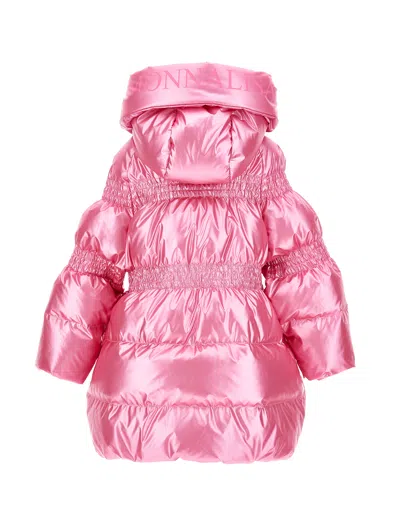 Monnalisa Down Jacket With Hood And Zip In Pink