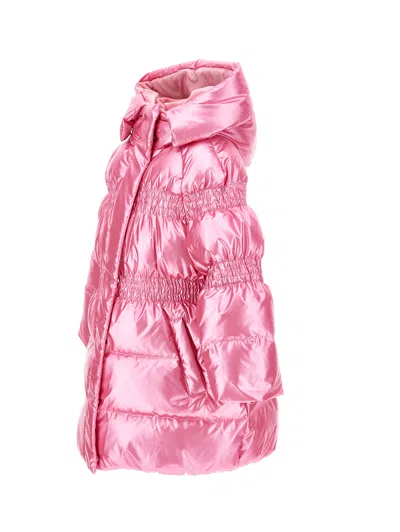 Monnalisa Down Jacket With Hood And Zip In Pink