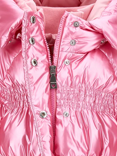Monnalisa Down Jacket With Hood And Zip In Pink