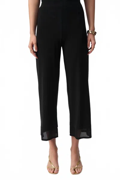 Joseph Ribkoff Mesh Insert Cropped Wide Leg Pants In Black In Black