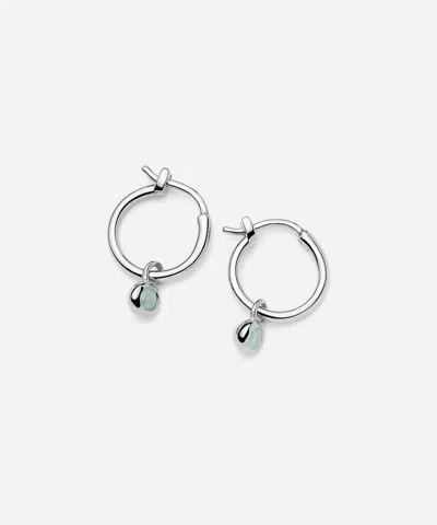 Missoma Sterling Silver March Birthstone Mini Charm Hoop Earrings In Metallic