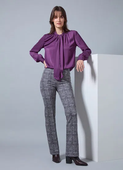 Lyssé Elysse Pant Neoprene In Plush Plaid In Purple