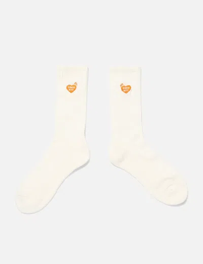 Human Made Logo-embroidered Socks In White