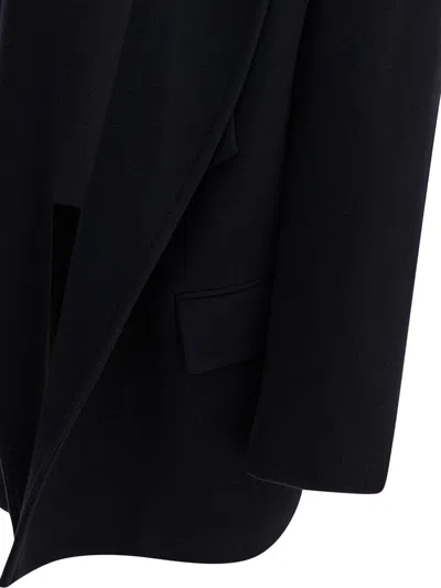 Balenciaga Hooded Short Coat Lapel Collar In Blue