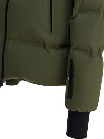 Moncler Ski Jacket With Hood And Pockets In Green