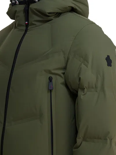 Moncler Ski Jacket With Hood And Pockets In Green