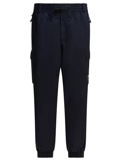 Moncler Utility Trousers With Elastic Features And Pockets In Blue