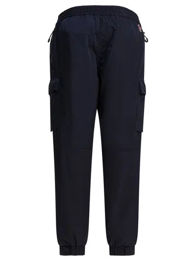 Moncler Utility Trousers With Elastic Features And Pockets In Blue