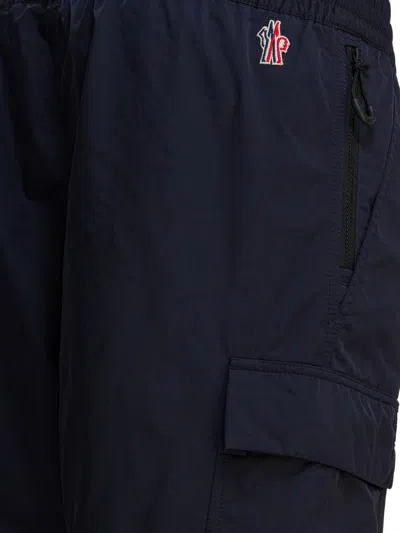 Moncler Utility Trousers With Elastic Features And Pockets In Blue