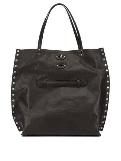 Zanellato Shoulder Bag With Studded Detailing And Dual Handles In Brown