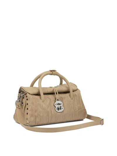 Zanellato Pleated Design Hand Bag Studs In Brown