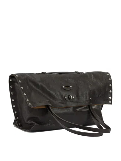 Zanellato Shoulder Bag With Studded Detailing And Dual Handles In Brown