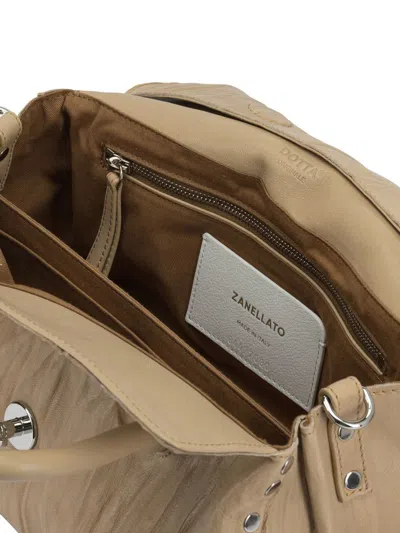 Zanellato Pleated Design Hand Bag Studs In Brown