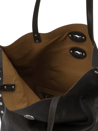 Zanellato Shoulder Bag With Studded Detailing And Dual Handles In Brown
