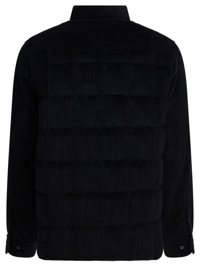 Moncler Corduroy Shirt Jacket Featuring Chest Pockets In Black