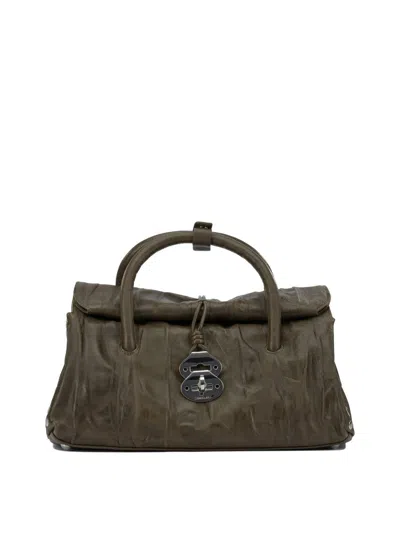 Zanellato Pleated Design Hand Bag With Detachable Strap In Green